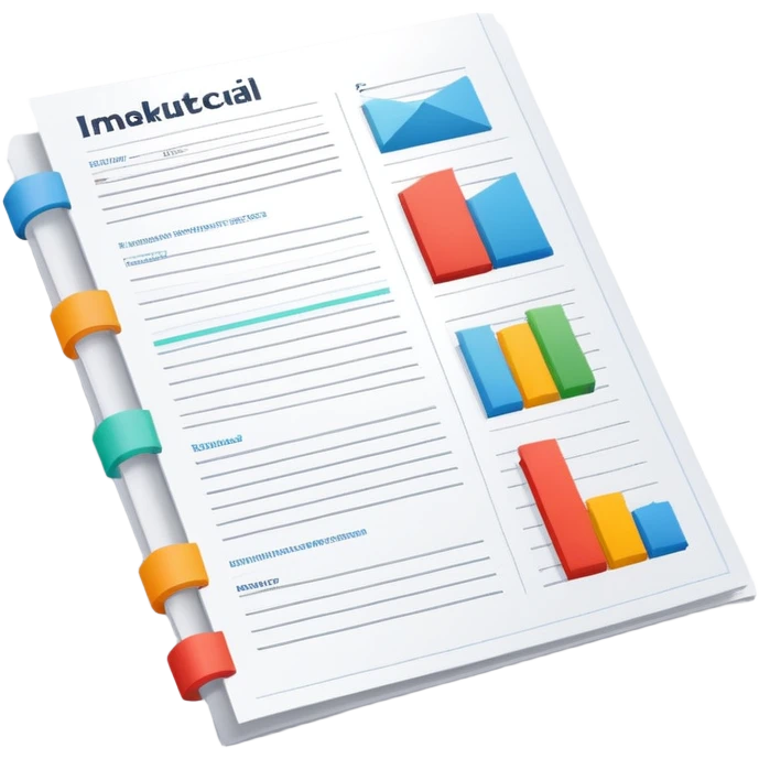  folded marketing sheet with colored tabs and layout lines emoji