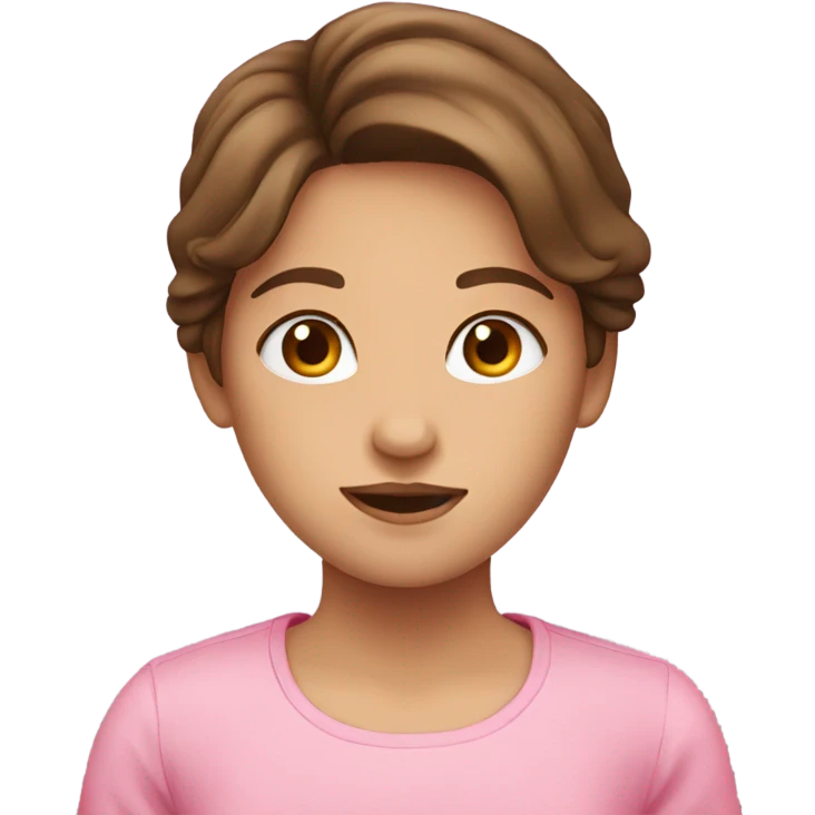 girl with brown hair with cute pink shirt on  emoji