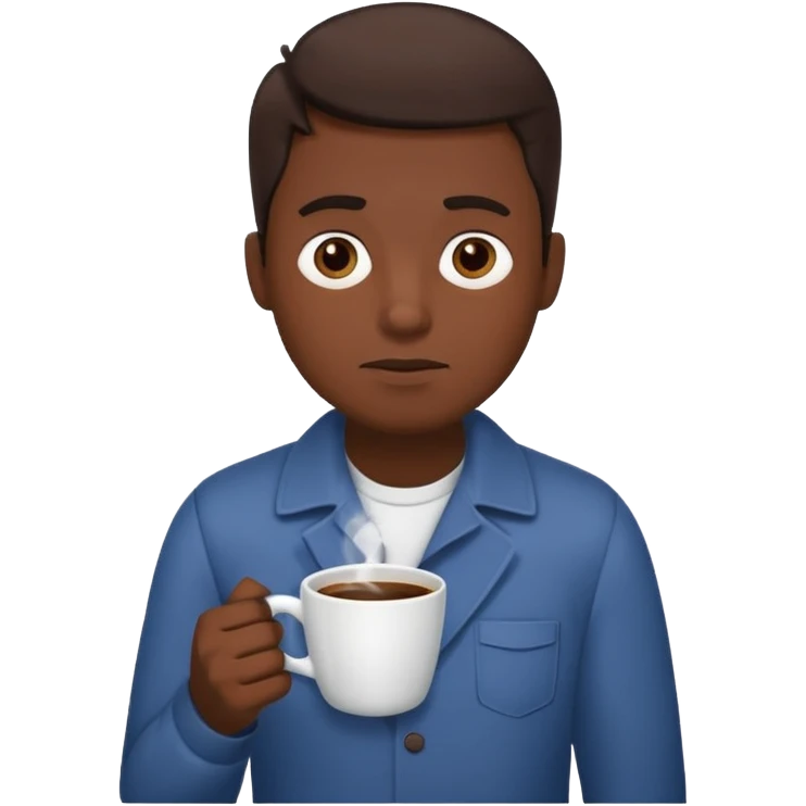 Tired guy with coffee emoji
