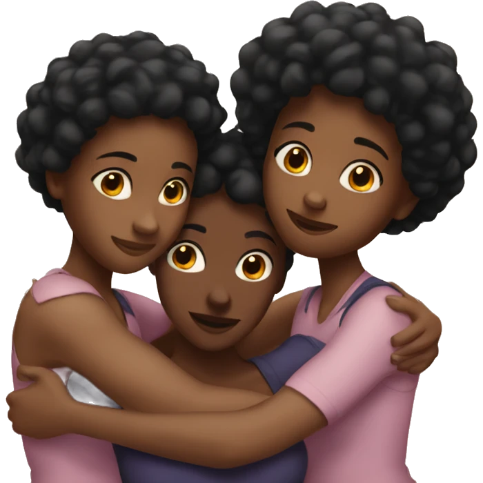 3 black girls hugging emoji