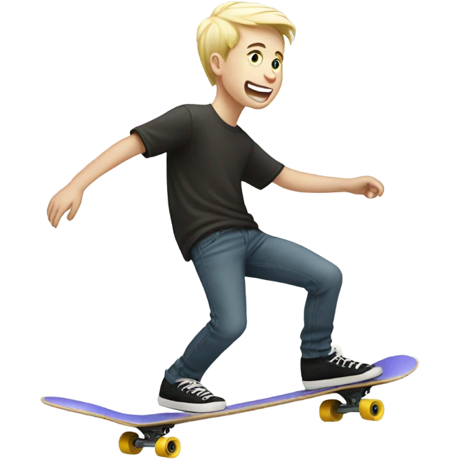 Skateboarding white pale boy riding a skate board emoji