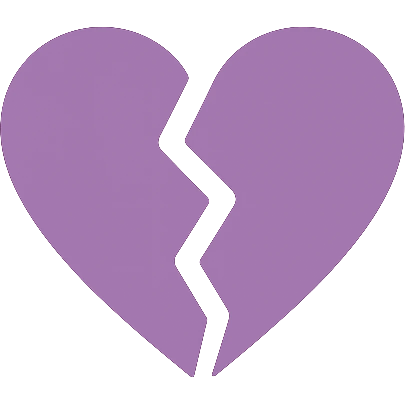 A dull purple broken heart emoji