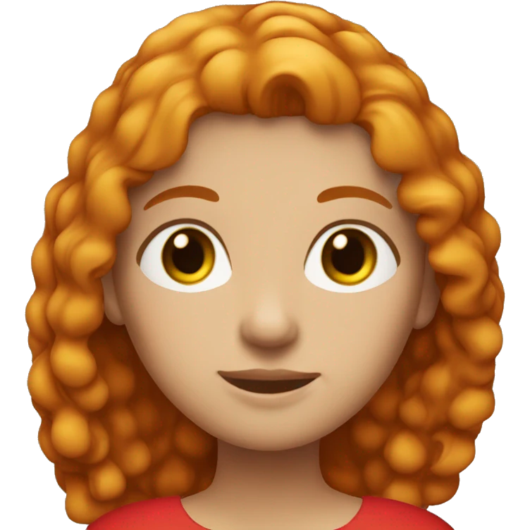 Ginger girl medium straight hair brown eyes in a red dress emoji