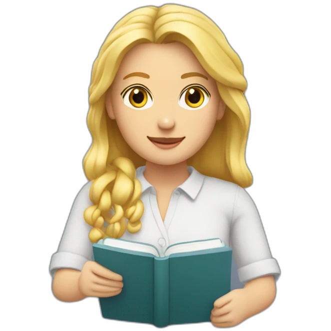 Escritora rubia con rulos emoji