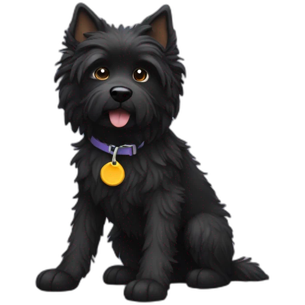 Black scruffy dog with binky emoji