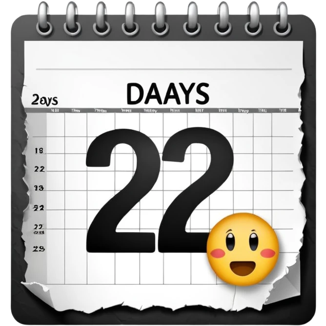calendar page with the words '2 days' emoji