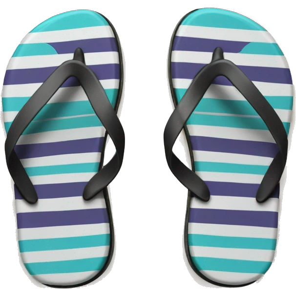 Realistic pair of striped summer flip flops isolated. emoji