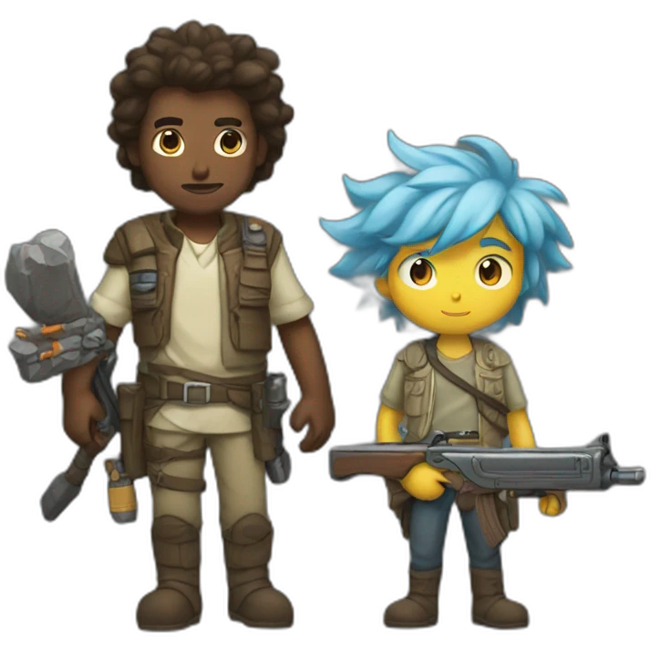 Rick and mortey with a rpg  emoji