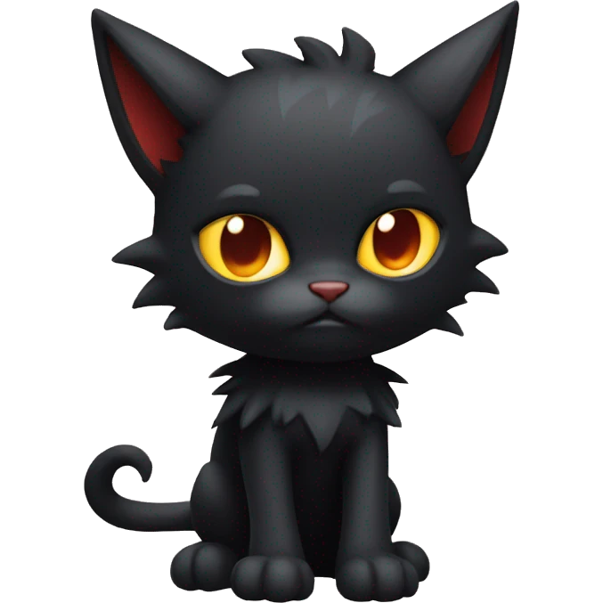 Black Edgy Emo Litten-Bat-cat full body emoji