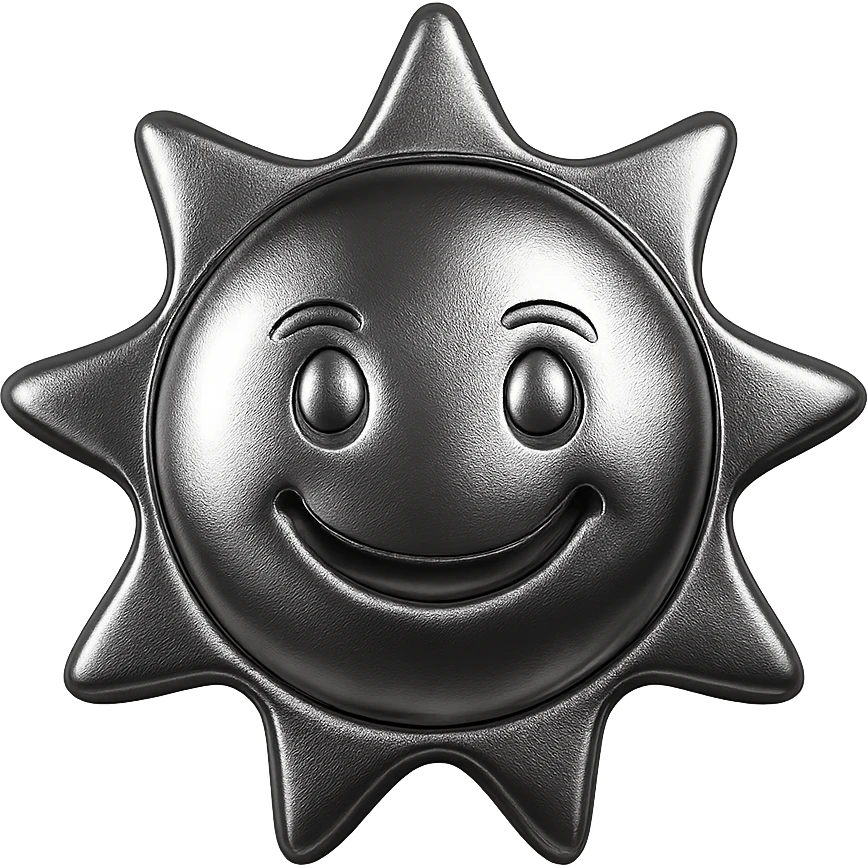 shiny yellow sun with a smiling face, apple emoji inspired emoji