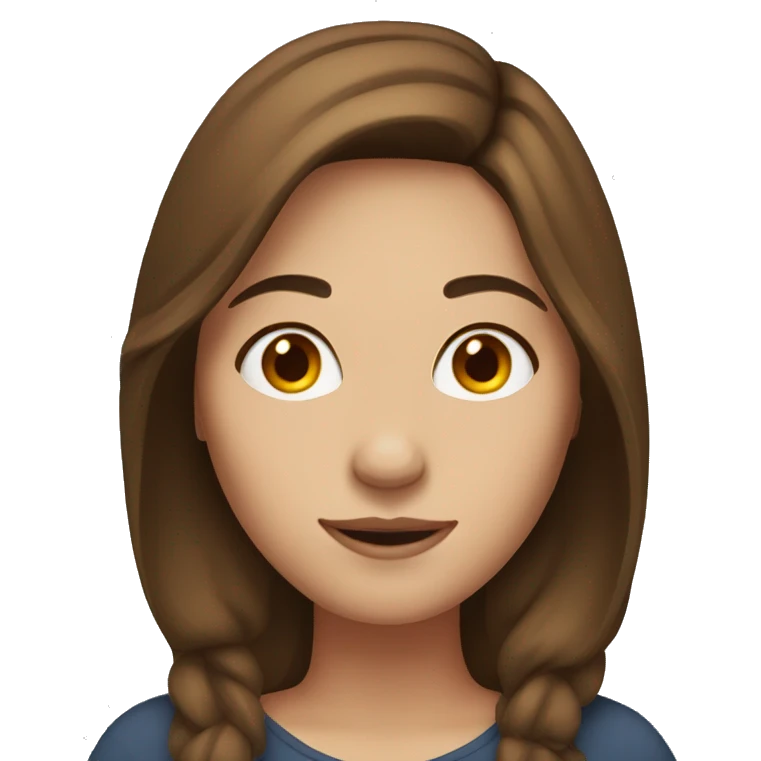 Woman with brown hair and middle part emoji