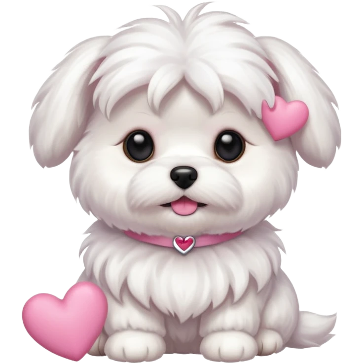 Dog maltese with pink hearts emoji