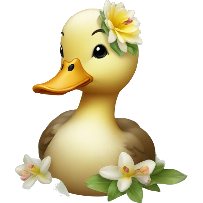 duck with flower on head emoji