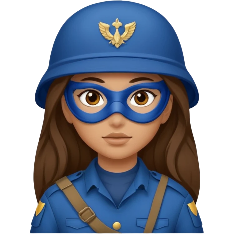 girl soldier with blue masks and long brown hair emoji