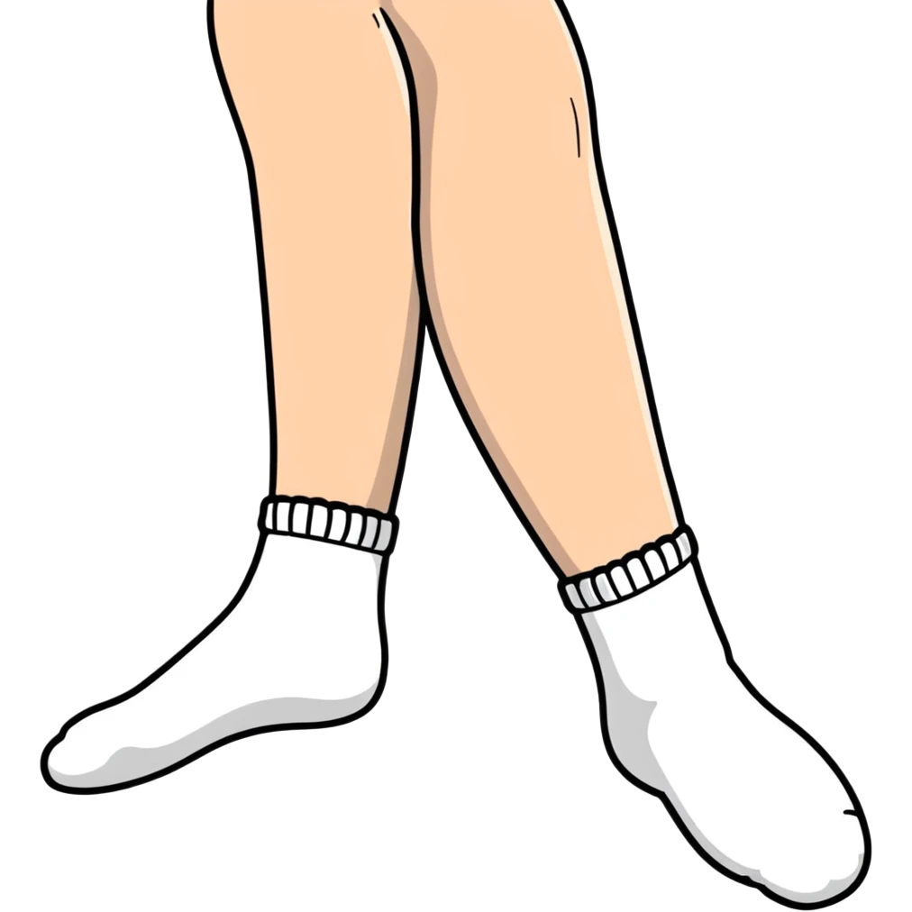 female feet wearing white cotton socks viewed from underneath showing the soles emoji