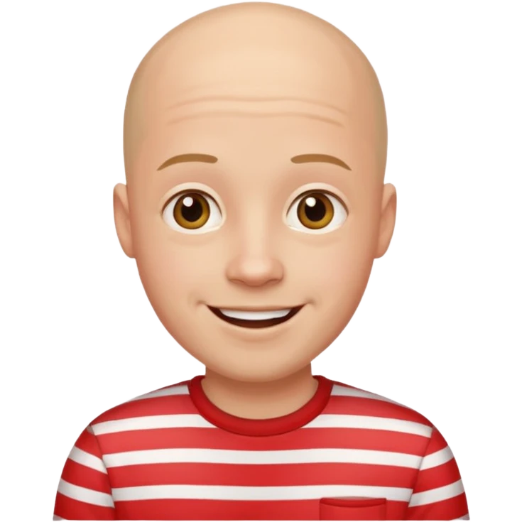happy bald young man with red striped shirt emoji