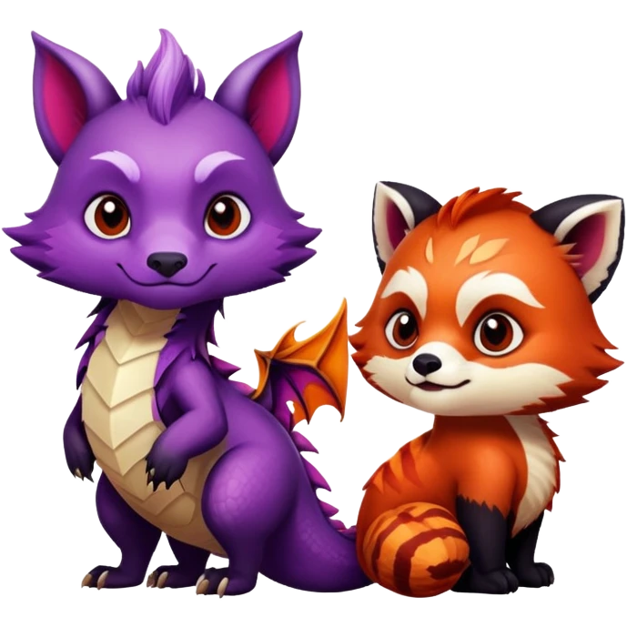 Dark souls theme in a dragon age with a purple dragon
 and a red panda  emoji