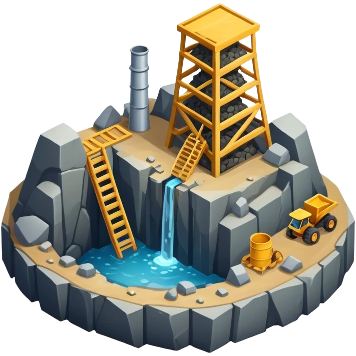 Isometric stone mining shaft emoji