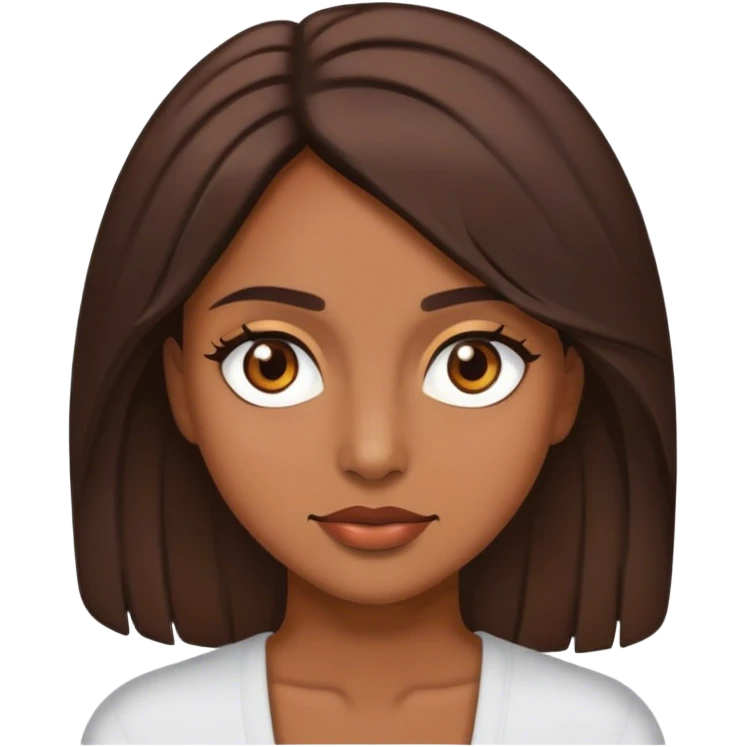 Uma mulher parda de olhos castanhos com cabelo médio  emoji