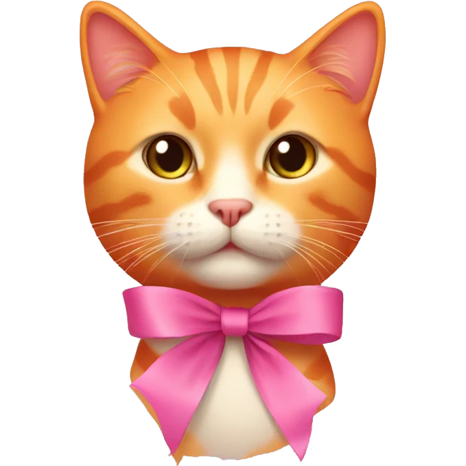 Orange cat with pink ribbon emoji