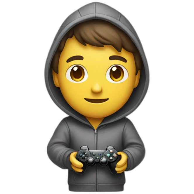 Guy with a hoodie playing with a game controller  emoji
