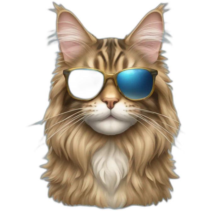 Tabby maine coon with sunglasses emoji