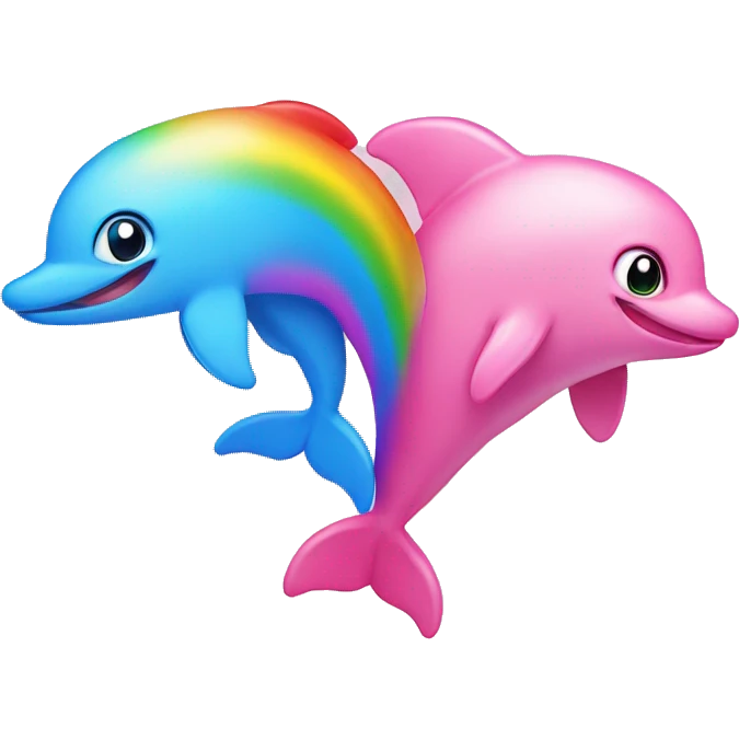 Rainbow dolphin and a pink cat emoji