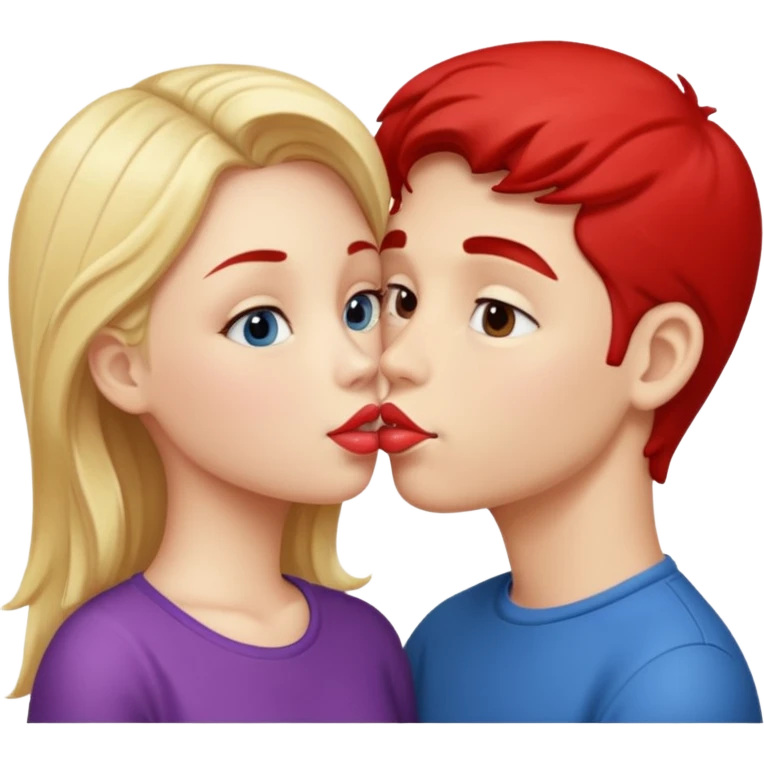 Girl and boy kissing each others lips  emoji