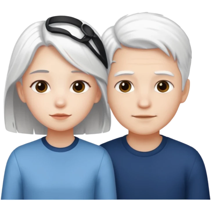 pure white hair, cute Boy girl emoji