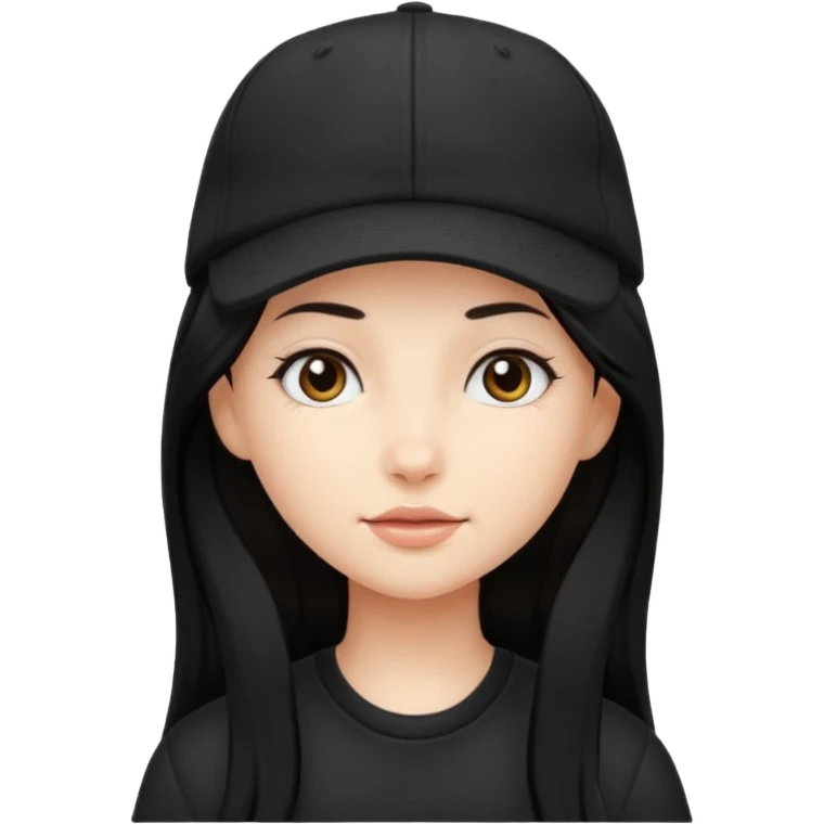 Girl with turned back black cap and a long hair  emoji
