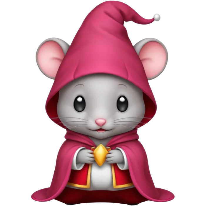 baby grey mouse, in magic red cloak emoji