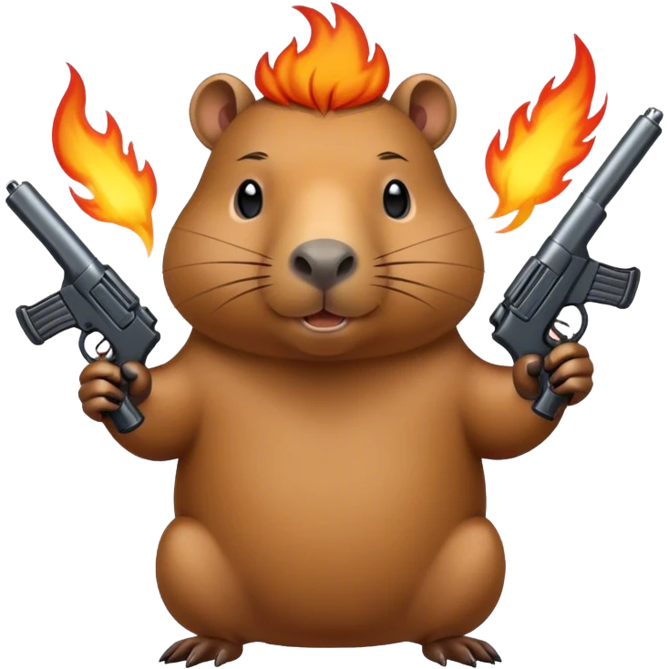 capybara with fire guns in hands emoji