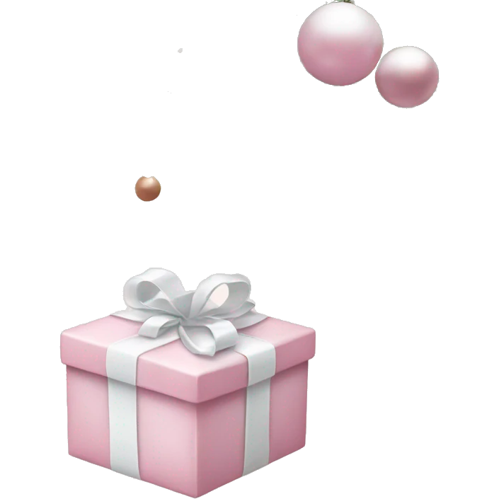 Light pink Christmas gifts under a white Christmas tree  emoji