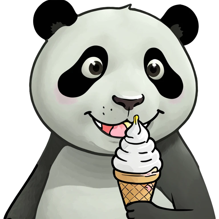 Panda eating ice cream emoji