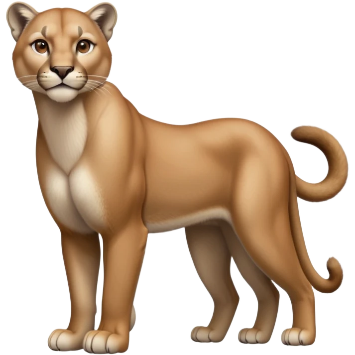 cinematic-[mountain lion]-realistic-full-body-standing-emoji,-muscular-frame-poised-with-grace,-tail-curved-slightly,-head-tilted-dramatically,-sleek-[tan]-fur-(or-majestic-mane-for-lions),-simplified-yet-realistic-focused-features,-highly-detailed,-glowing-with-an-almost-sarcastic-glow emoji