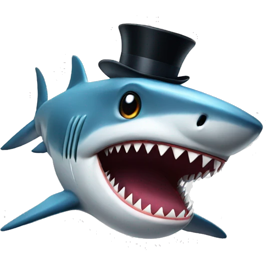 Shark with a top hat emoji
