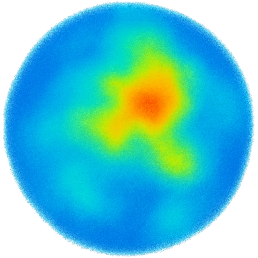 A circle in emoji style with a thermal camera effect, cyan color emoji