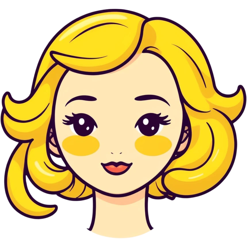 sassy yellow emoji face with long curled eyelashes, thick glossy lips, smirking expression, dramatic eyeshadow, side-eye look, bratty attitude, kawaii style emoji