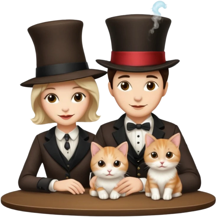 magician couple and their pet cat emoji