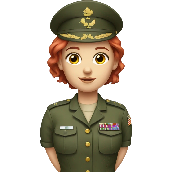 red haired girl in UA military uniform  emoji