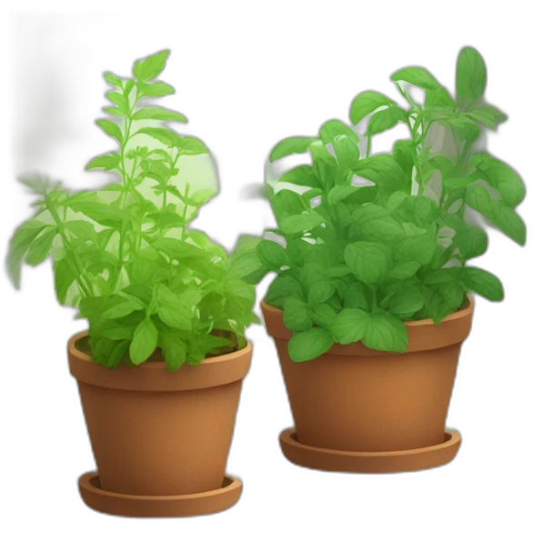 Create a lush herb garden with various herbs glowing, on a sunny windowsill." emoji