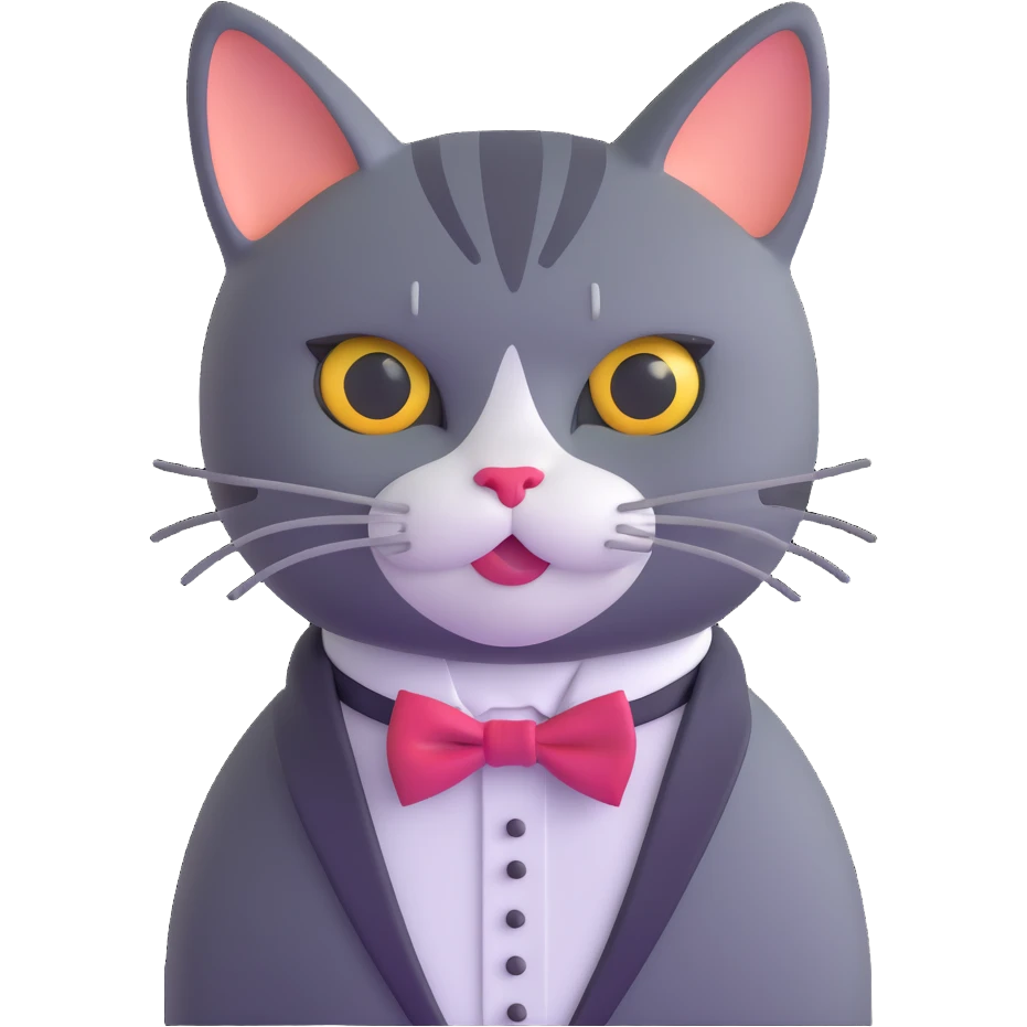 cat wearing a fancy bow tie emoji