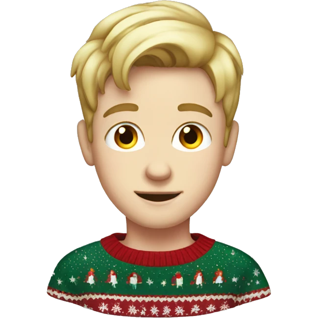 Christmas style white boy in sweater red emoji