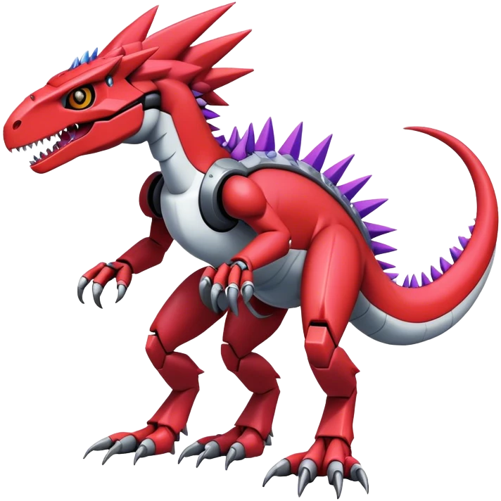 Spiky Cool Edgy Futuristic colorful Digimon-Fakemon-Guilmon-Velociraptor-Mecha full body emoji