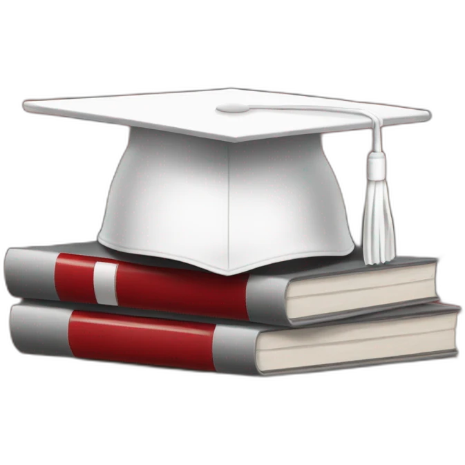 White Student cap with red medical cross On a stack of books emoji