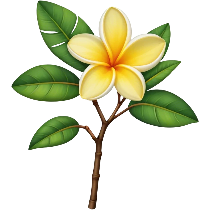 single Frangipani stem, leaf, more  emoji