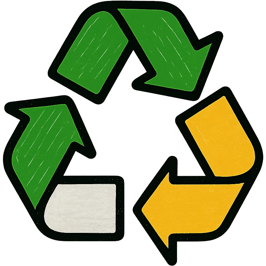 recycling arrows, professional style, green gold and white color scheme, bold and clear, suitable for digital use emoji