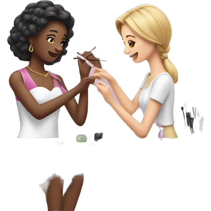 woman doing a manicure to another woman emoji
