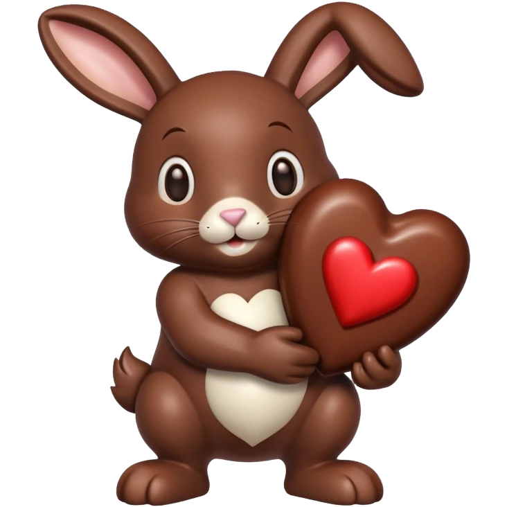 chocolate bunny with chocolate heart emoji