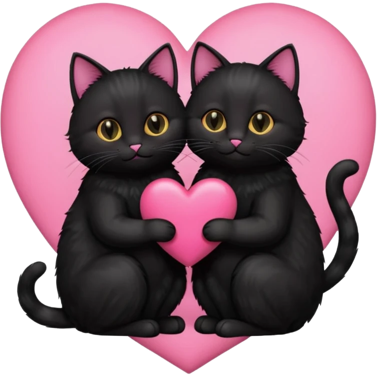 two black cats love, pink heart emoji